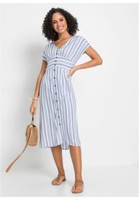 bonprix - Sukienka ze zrównoważonej wiskozy. Kolor: fioletowy. Materiał: wiskoza. Wzór: nadruk, paski. Sezon: lato #1