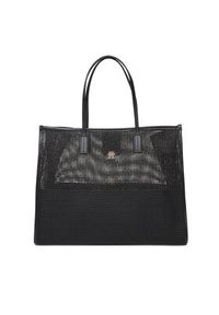 TOMMY HILFIGER - Tommy Hilfiger Torebka Th City Summer Tote Woven AW0AW17640 Czarny. Kolor: czarny. Materiał: skórzane #3