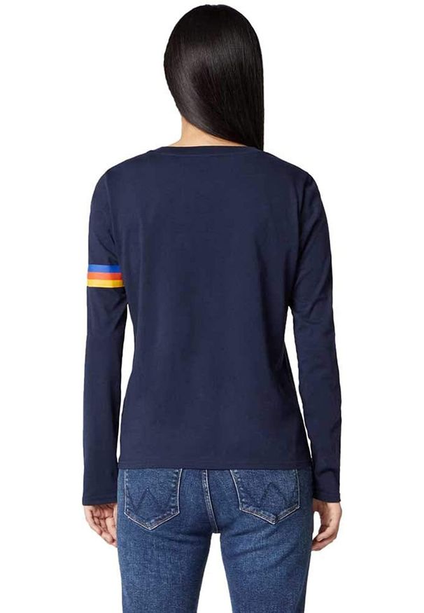 Wrangler - WRANGLER RAINBOW TEE DAMSKA KOSZULKA Z DŁUGIM RĘKAWEM LONGSLEEVE NAVY W7P9EV114 112132067. Długość rękawa: długi rękaw. Długość: długie