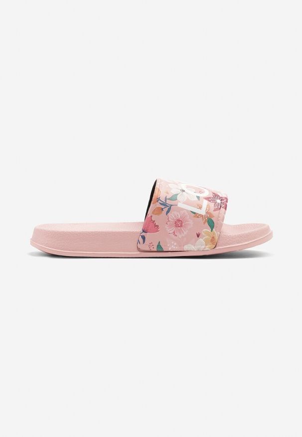 Born2be - Różowe Klapki Piankowe Zdobione Wzorem w Kwiaty Ananiela. Okazja: na co dzień. Kolor: różowy. Materiał: jeans. Wzór: aplikacja, kwiaty. Sezon: lato, wiosna. Styl: casual