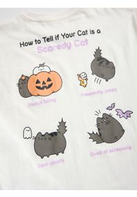 Reserved - Bawełniany t-shirt Pusheen - złamana biel. Materiał: bawełna