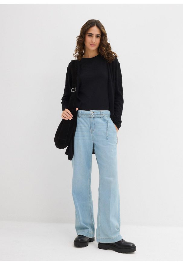 bonprix - Długi sweter bez zapięcia. Kolor: czarny. Długość: długie