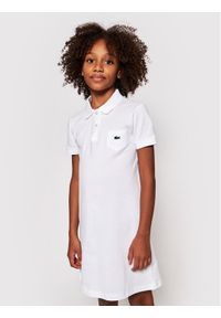 Lacoste Sukienka codzienna EJ2816 Biały Regular Fit. Okazja: na co dzień. Kolor: biały. Materiał: bawełna. Typ sukienki: proste. Styl: casual