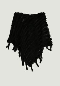 Born2be - Czarne Ponczo Futrzane Gringo. Kolor: czarny. Materiał: futro #5