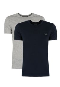 Emporio Armani T-shirt 2-Pack | 1112673 F720 | Mężczyzna | Szary, Granatowy. Kolor: niebieski, wielokolorowy, szary. Materiał: bawełna, elastan. Wzór: nadruk. Styl: klasyczny, elegancki