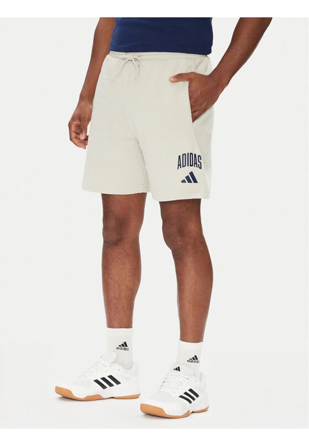 Adidas - adidas Szorty sportowe Collegiate JM1726 Beżowy Regular Fit. Kolor: beżowy. Materiał: syntetyk, bawełna. Styl: sportowy