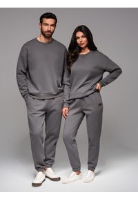 Ombre Clothing - Komplet dresowy UNISEX w stylu athleisure ze spodniami i bluzą - szary V18 - Rozmiar: M/L. Okazja: do domu. Kolor: szary. Materiał: dresówka. Wzór: aplikacja