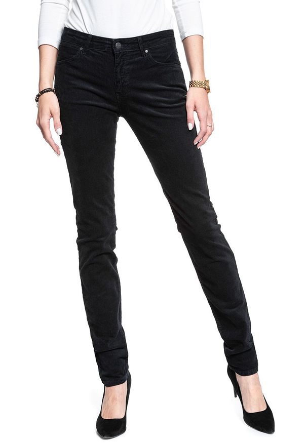 Wrangler - WRANGLER SLIM DARK NAVY W28LEK18R. Kolor: niebieski. Wzór: jednolity