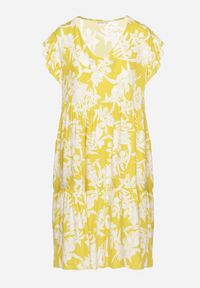 Born2be - Żółta Bawełniana Sukienka o Rozkloszowanym Kroju w Kwiaty Libella. Okazja: do pracy, na co dzień. Kolor: żółty. Materiał: bawełna. Wzór: kwiaty. Typ sukienki: proste, rozkloszowane. Styl: elegancki, casual #4