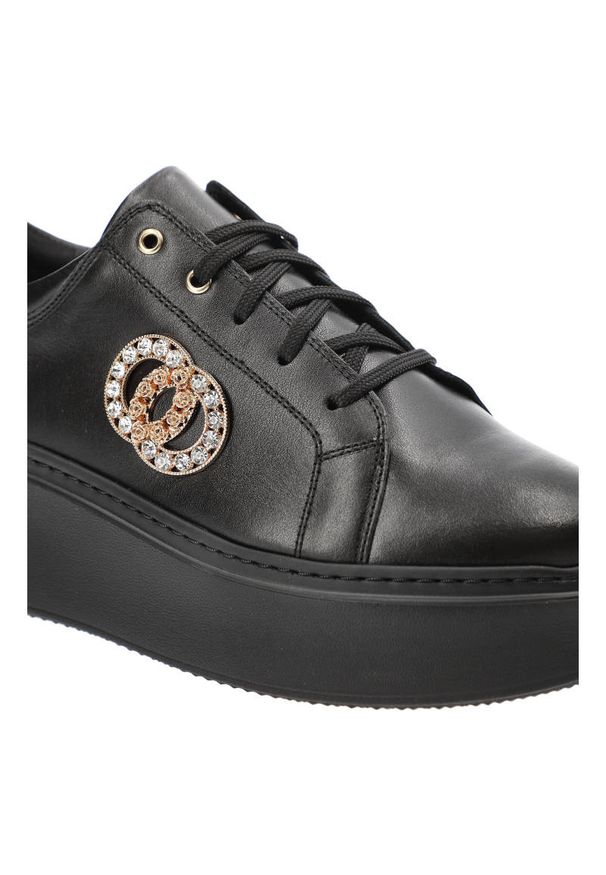 Czarne Sneakersy Lamanti Damskie Stylowe Obuwie. Nosek buta: okrągły. Kolor: czarny. Materiał: skóra. Obcas: na płaskiej podeszwie. Sport: turystyka piesza