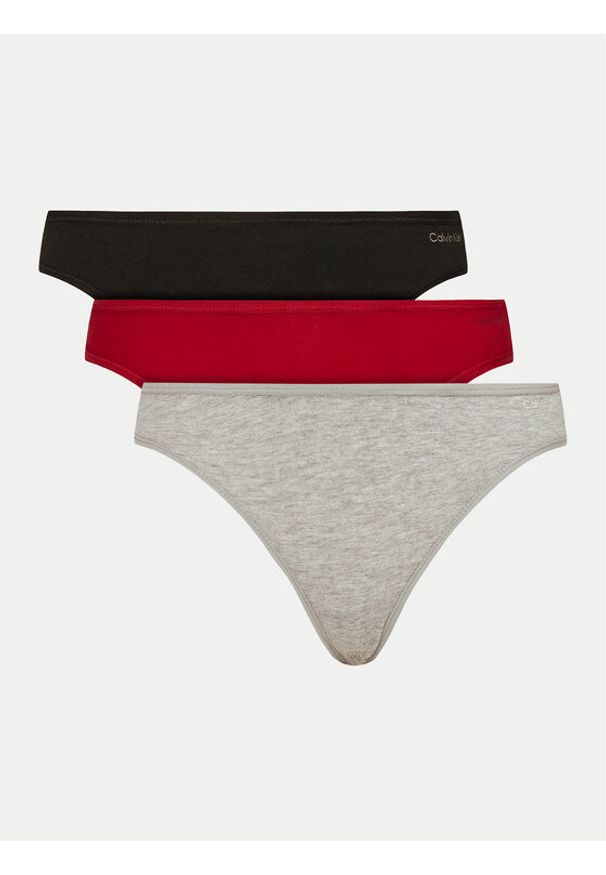 Calvin Klein Underwear Komplet 3 par stringów 000QD5217E Kolorowy. Materiał: bawełna. Wzór: kolorowy