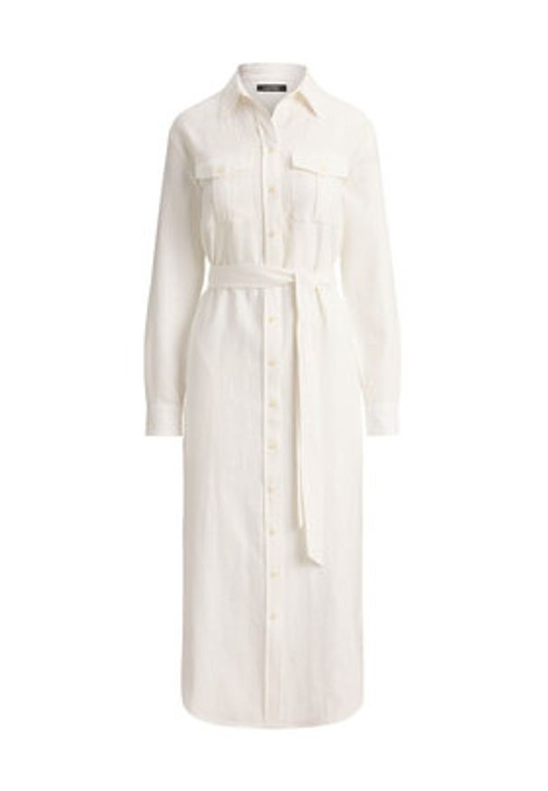 Lauren Ralph Lauren - LAUREN RALPH LAUREN Sukienka koszulowa 200P13685001 Écru Regular Fit. Kolor: kremowy. Materiał: len. Typ sukienki: koszulowe