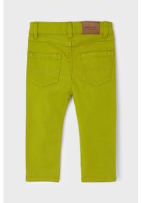 Mayoral spodnie dziecięce kolor zielony gładkie. Kolor: zielony. Materiał: bawełna. Wzór: gładki #2