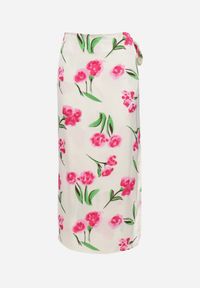 Born2be - Beżowo-Różowa Spódnica Satynowa o Kopertowym Fasonie Wiązana w Pasie w Kwiatowy Print Aisaleva. Okazja: na co dzień. Kolor: beżowy. Materiał: satyna. Wzór: nadruk, kwiaty. Styl: klasyczny, casual #6