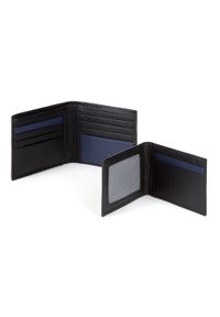 Wittchen - Męski portfel ze skóry bez zapięcia poziomy. Kolor: czarny, wielokolorowy, niebieski. Materiał: skóra. Wzór: aplikacja