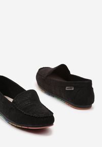 Born2be - Czarne Mokasyny Amenopia. Nosek buta: okrągły. Kolor: czarny. Materiał: jeans, len. Szerokość cholewki: normalna. Wzór: ażurowy, aplikacja, kolorowy. Styl: klasyczny #3
