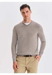 Pako Lorente - PAKO LORENTE - Wełniany sweter w kolorze beżowym. Okazja: na co dzień. Kolor: niebieski, beżowy. Materiał: wełna. Sezon: jesień. Styl: casual #1