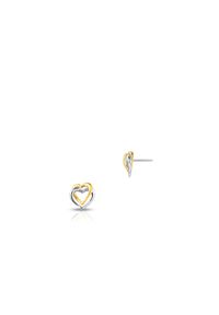 W.KRUK - Kolczyki srebrne dwa serca. Materiał: srebrne. Kolor: srebrny. Wzór: aplikacja #1