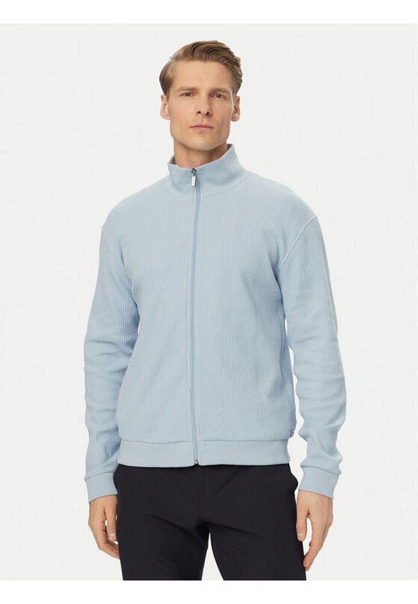BOSS Bluza Structure 50559332 Niebieski jasny Regular Fit. Kolor: niebieski. Materiał: syntetyk, bawełna