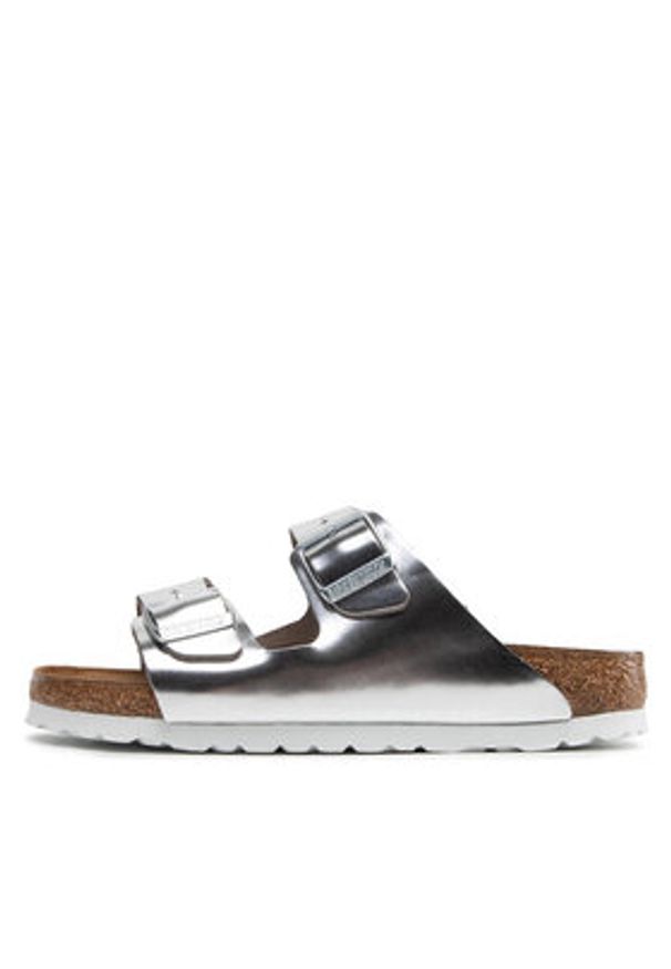 Birkenstock Klapki Arizona Metallic 1005961 Srebrny. Kolor: srebrny. Materiał: skóra