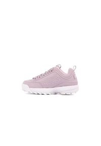 Buty do chodzenia damskie Fila Disruptor Low. Zapięcie: sznurówki. Kolor: fioletowy. Materiał: tkanina, materiał, skóra, syntetyk. Szerokość cholewki: normalna. Sport: turystyka piesza