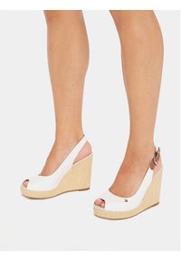 TOMMY HILFIGER - Tommy Hilfiger Sandały Iconic Elena Sling Back Wedge FW0FW04789 Écru. Materiał: materiał #7