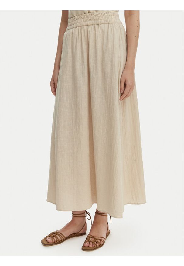 only - ONLY Spódnica maxi Tizana 15372613 Beżowy Regular Fit. Kolor: beżowy. Materiał: bawełna