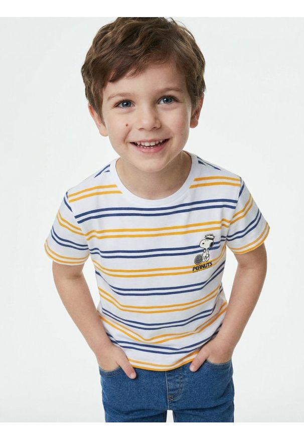 Sinsay - Koszulka w paski Peanuts - biały. Kolor: biały. Wzór: paski