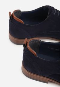 Born2be - Granatowe Sznurowane Półbuty z Imitacji Zamszu w Eleganckim Stylu Rhodica. Okazja: na co dzień, do pracy. Kolor: niebieski. Materiał: zamsz. Styl: elegancki #3