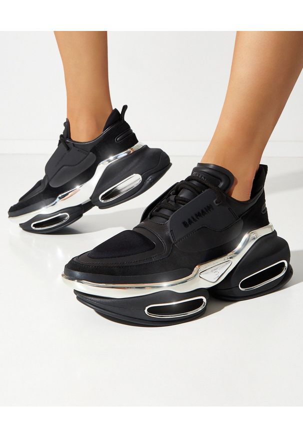 Balmain - BALMAIN - Czarne sneakersy B-Bold. Kolor: czarny. Szerokość cholewki: normalna. Obcas: na platformie