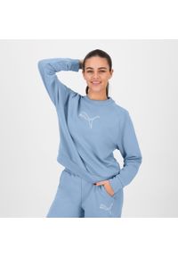 Bluza damska Puma Gym & Pilates. Kolor: niebieski. Materiał: bawełna, poliester. Sport: joga i pilates