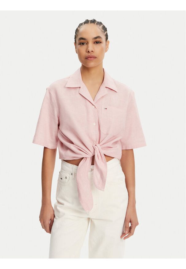 Tommy Jeans Koszula DW0DW20286 Różowy Regular Fit. Kolor: różowy. Materiał: bawełna