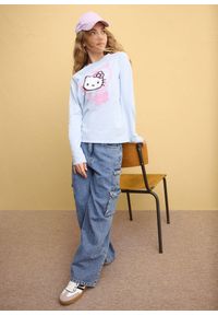 bonprix - Koszulka z długim rękawem z motywem Hello Kitty, z czystej bawełny. Kolor: niebieski. Materiał: bawełna. Długość rękawa: długi rękaw. Długość: długie. Wzór: motyw z bajki #3
