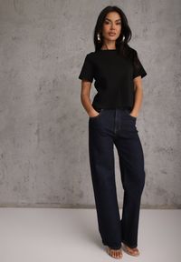 Renee - Czarny Casualowy T-shirt z Bawełny Nealiara. Okazja: na co dzień. Kolor: czarny. Materiał: bawełna. Wzór: aplikacja. Styl: casual #2