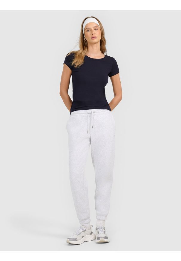 4f - 4F T-shirt regular gładki damski XS. Kolor: niebieski. Materiał: dzianina, bawełna. Wzór: gładki