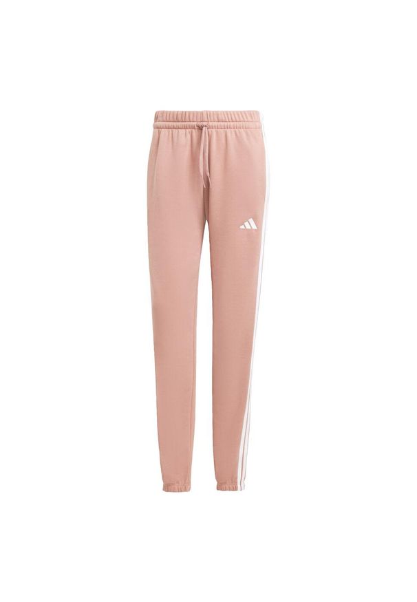 Adidas - Spodnie Essentials 3-Stripes French Terry Cuffed. Kolor: różowy, biały, wielokolorowy. Materiał: materiał. Sport: fitness