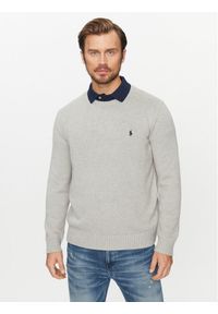 Polo Ralph Lauren Sweter 710810846004 Szary Regular Fit. Typ kołnierza: polo. Kolor: szary. Materiał: bawełna