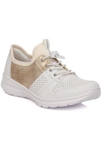 Komfortowe półbuty damskie sportowe białe Rieker L3254-80. Kolor: biały. Materiał: skóra ekologiczna #1