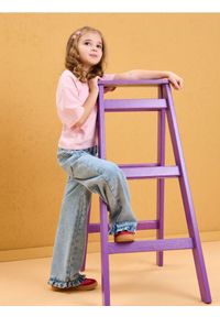 Sinsay - Jeansy wide leg z efektem sprania - niebieski. Kolor: niebieski #1