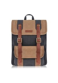 Plecak męski ze skóry wegańskiej PAOLO PERUZZI E-05-MC beżowy. Kolor: beżowy. Materiał: materiał. Wzór: paski #1