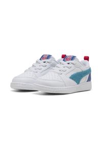 Puma - Sneakersy dla małych dzieci Rebound V6 Low Run Fun PUMA. Kolor: biały, niebieski, wielokolorowy. Sezon: lato. Sport: bieganie