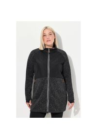 ULLA POPKEN - Damskie Długa bluza rozpinana z polarowej dzianiny dwukierunkowy zamek. Kolekcja: plus size. Kolor: czarny. Materiał: poliester, materiał. Długość: długie #1