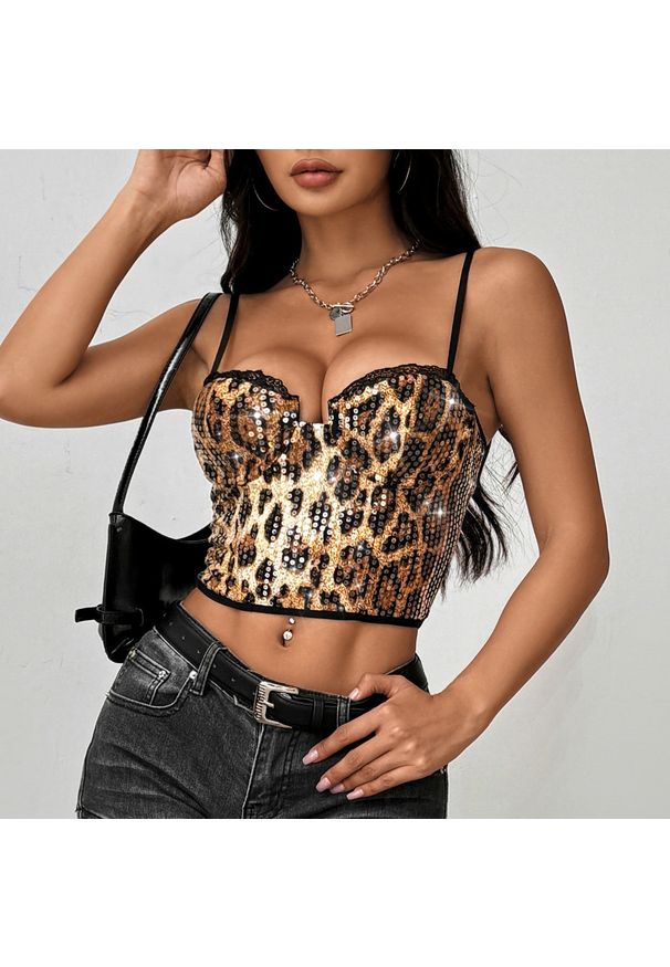 Intica - Gorsetowy biustonosz z koronką i błyszczącymi detalami Tobye. Materiał: koronka. Wzór: koronka