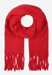 Born2be - Czerwony Szalik z Frędzlami Owedarria. Okazja: na co dzień. Kolor: czerwony. Materiał: jeans, dresówka. Styl: elegancki, casual #4