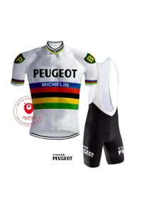 Camisola de ciclismo retro Peugeot Arco-íris - REDTED. Kolor: żółty, biały. Materiał: poliester