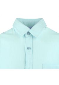 Koszula Weekendowa z Lnem, Krótki Rękaw - Brave Soul - Miętowy-Niebieski. Okazja: na co dzień. Kolor: niebieski. Materiał: bawełna, len. Długość rękawa: krótki rękaw. Długość: krótkie. Styl: casual #6