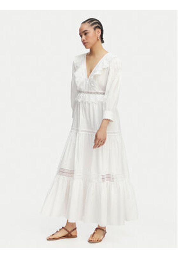 Luisa Spagnoli Sukienka letnia Processo 543230 Biały Regular Fit. Kolor: biały. Materiał: bawełna. Sezon: lato