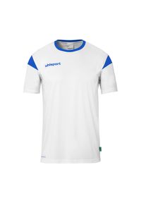 UHLSPORT - Koszulka Uhlsport Squad 27. Kolor: niebieski, biały, wielokolorowy. Materiał: jersey. Wzór: kolorowy, napisy. Sport: piłka nożna