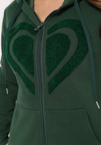 Born2be - Zielona Rozsuwana Bluza z Kapturem Melargus. Typ kołnierza: kaptur. Kolor: zielony. Materiał: polar. Wzór: haft #4