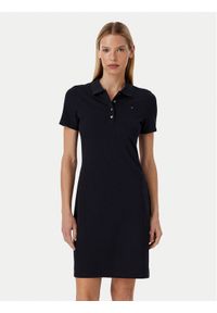 TOMMY HILFIGER - Tommy Hilfiger Sukienka codzienna 1985 Slim Pique Polo Dress Ss WW0WW42048 Granatowy Slim Fit. Okazja: na co dzień. Typ kołnierza: polo. Kolor: niebieski. Materiał: bawełna. Typ sukienki: proste. Styl: casual #1